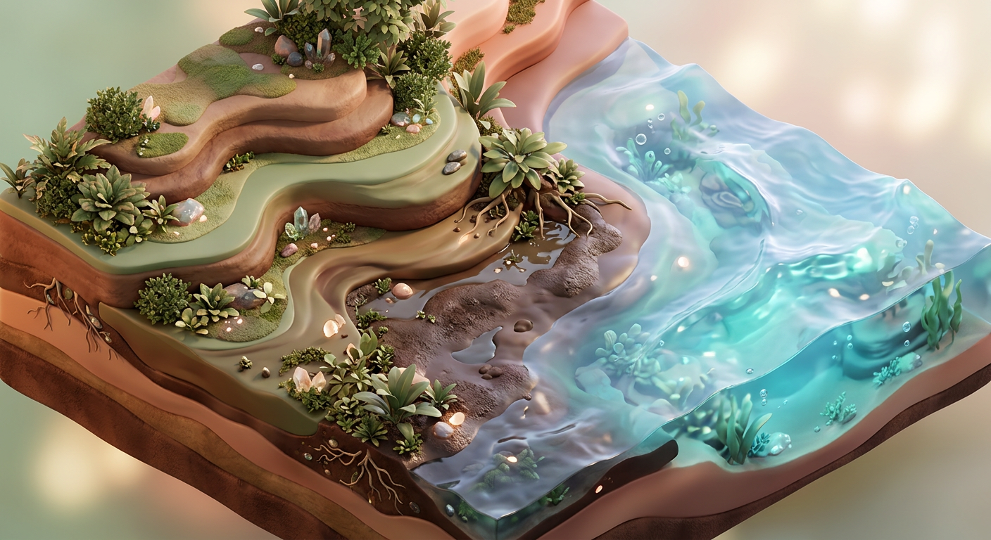 Elemento terra e água se fundindo — Touro, Virgem, Capricórnio e Câncer, Escorpião, Peixes